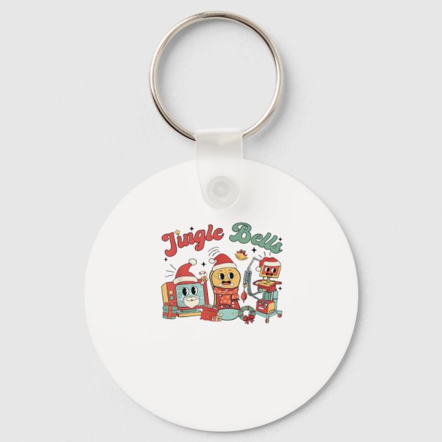 Jingle Bells Nurse, Christmas Nurse, Funny Christm Key Ring (Front)