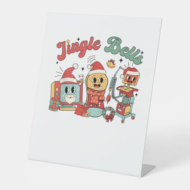 Jingle Bells Nurse, Christmas Nurse, Funny Christm Pedestal Sign (Front)