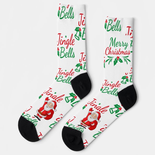 Jingle Bells Printed high quality Luxurious feel Socks (Left)