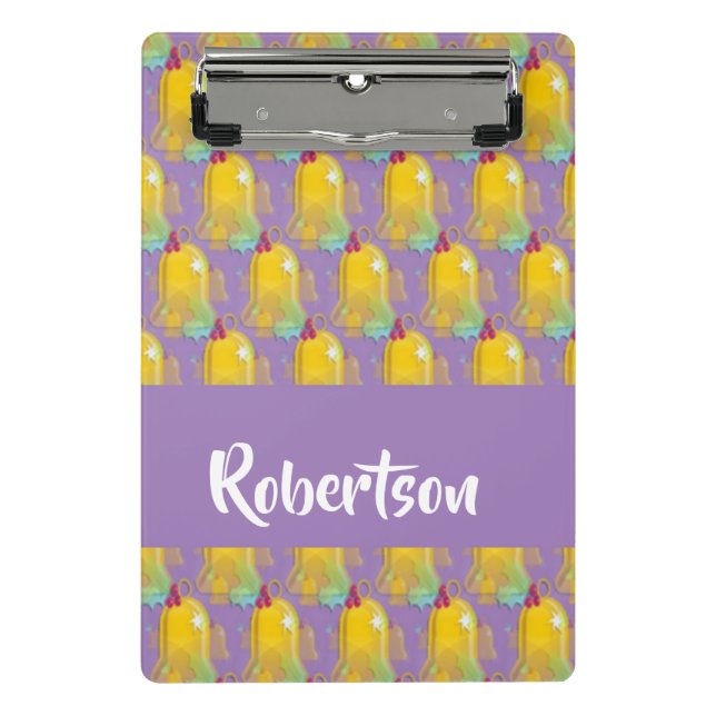 Jingle bells purple pattern mini clipboard (Front)