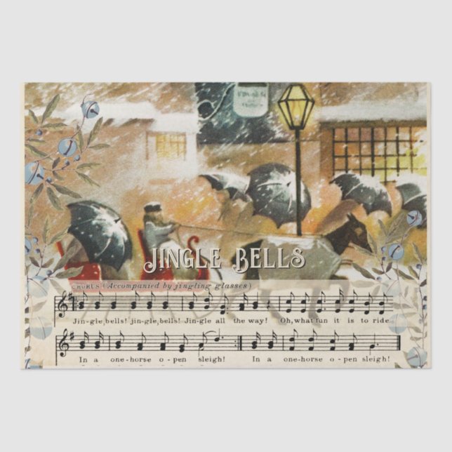 Jingle Bells Sheet Music Horse Sleigh Holiday  (Front)