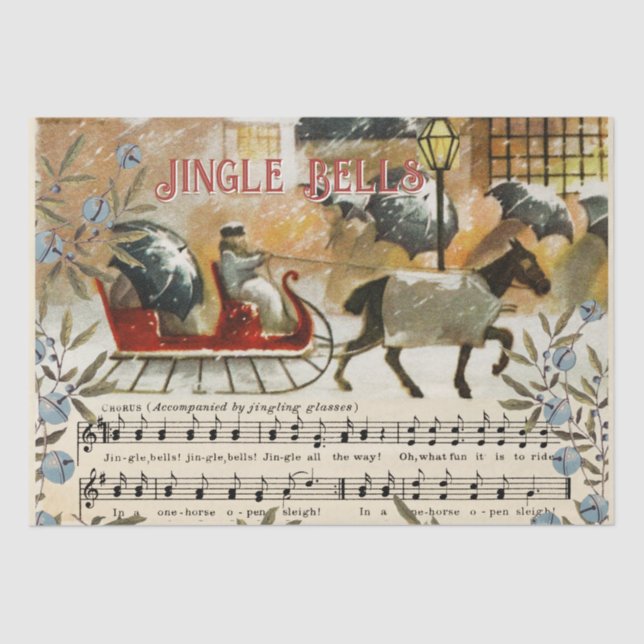 Jingle Bells Sheet Music Horse Sleigh Holiday  (Front)