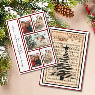 "Jingle Bells" Sheet Music Vintage 5 Photo  Holiday Card