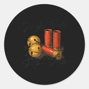 Jingle Bells Shotgun Shells Funny Hunting Christma Classic Round Sticker