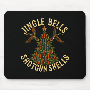 Jingle Bells Shotgun Shells Funny Hunting Christma Mouse Mat