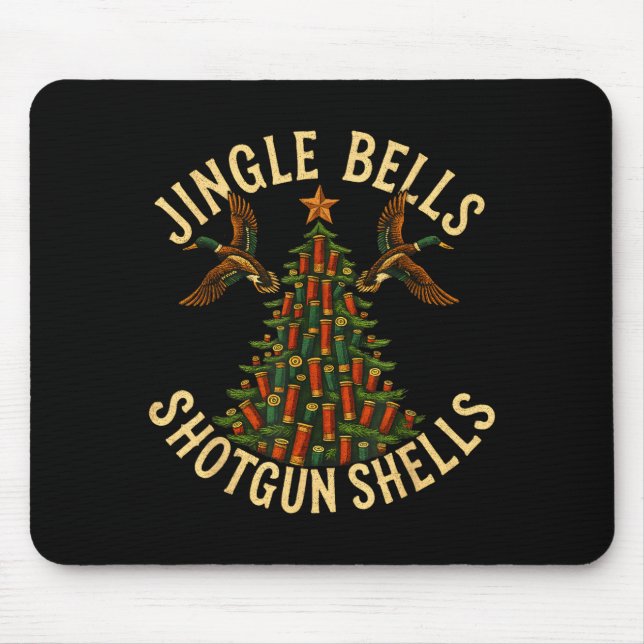 Jingle Bells Shotgun Shells Funny Hunting Christma Mouse Mat (Front)