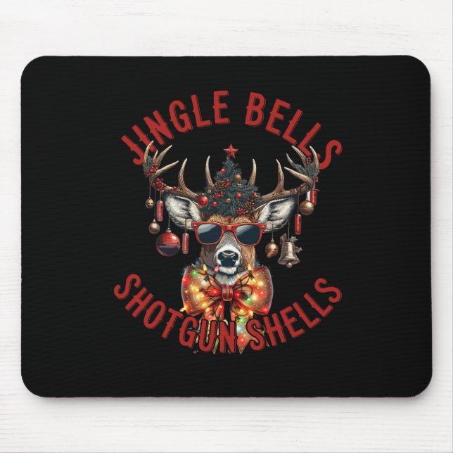 Jingle Bells Shotgun Shells Funny Hunting Hunter  Mouse Mat (Front)