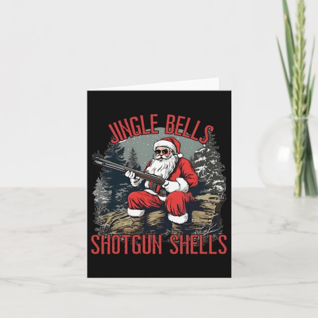 Jingle Bells Shotgun Shells Funny Santa Men Bruh G Card (Front)