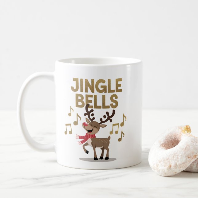Jingle Bells Singing Reindeer Mug (With Donut)
