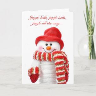 Jingle bells snowman Christmas greeting card