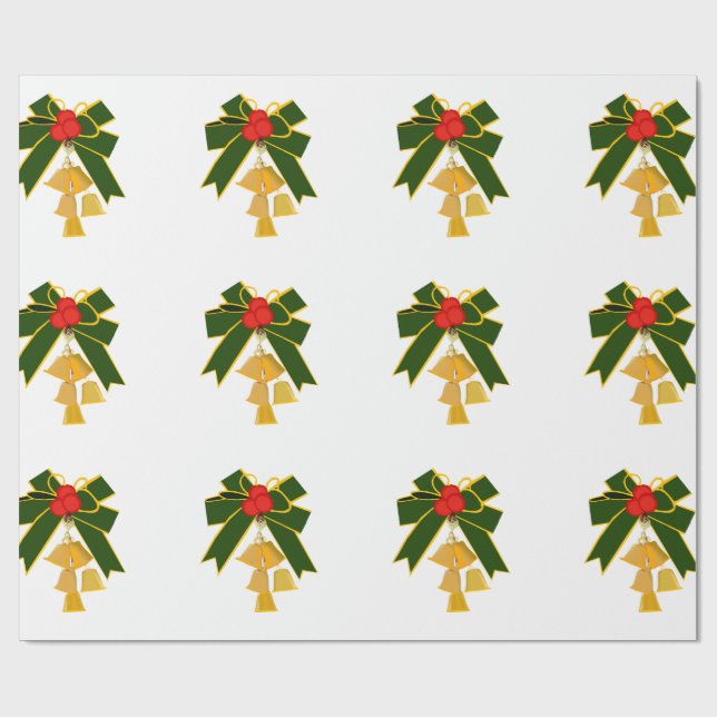 Jingle Bells White Wrapping Paper (Flat)