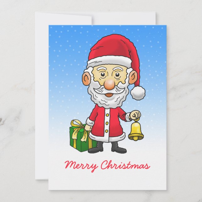 Jingle Bells with Santa Flat Christmas Card (Front)
