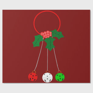 Jingle Bells Wreath Red Wrapping Paper