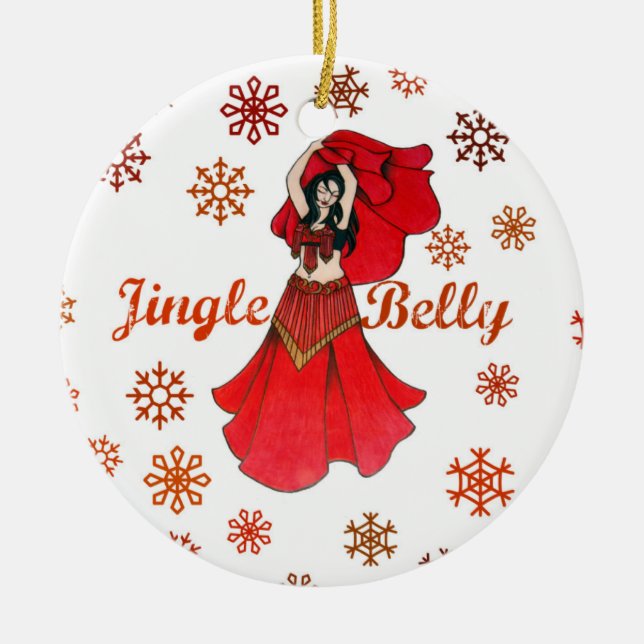 Jingle Belly Dancer Christmas Ceramic Tree Decoration (Front)