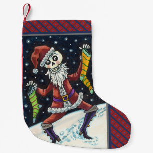 JINGLE BONES SANTA, HOLIDAY SKELETON, SPOOKY SMALL CHRISTMAS STOCKING