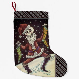 JINGLE BONES SANTA, HOLIDAY SKELETON, SPOOKY SMALL CHRISTMAS STOCKING