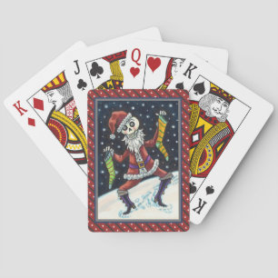 JINGLE BONES SANTA, HOLIDAY SKELETON & STOCKINGS PLAYING CARDS