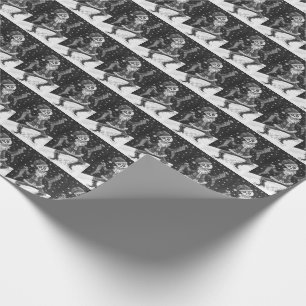 JINGLE BONES SANTA, HOLIDAY SKELETON & STOCKINGS WRAPPING PAPER