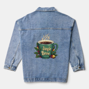 Jingle Brew Christmas and Coffee Lovers Denim Jacket
