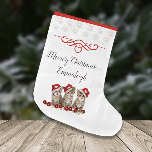 Jingle Cats Meowy Christmas Personalised Large Christmas Stocking