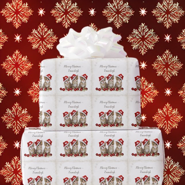 Jingle Cats Meowy Christmas Personalised Wrapping Paper (Creator Uploaded)