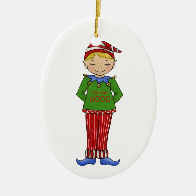 Jingle Elves "Goody" Ceramic Tree Decoration (Front)