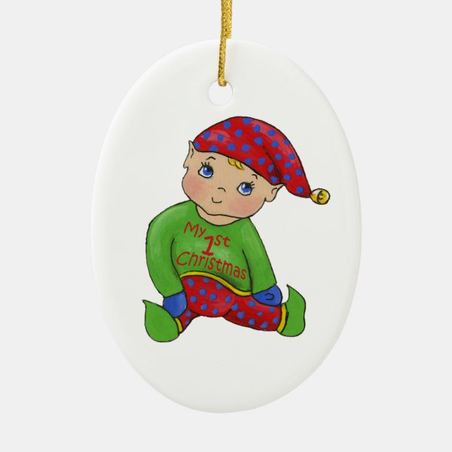 Jingle Elves "ItsyBitsy" Ceramic Tree Decoration (Front)