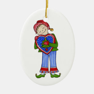 Jingle Elves "LoveyDovey" Ceramic Tree Decoration