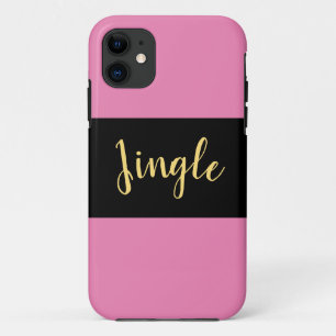 JINGLE Festive Sporty Elegant Black Pink Stripes iPhone 11 Case