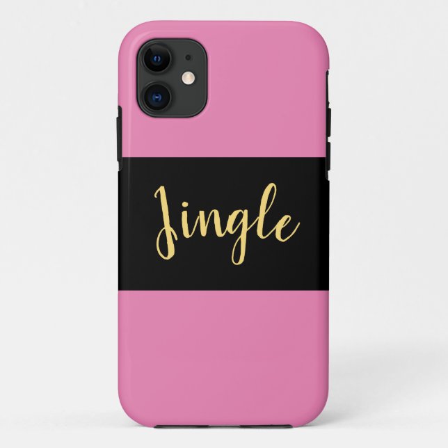 JINGLE Festive Sporty Elegant Black Pink Stripes Case-Mate iPhone Case (Back)