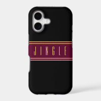 JINGLE Festive Text Burgundy Red Black Stripes