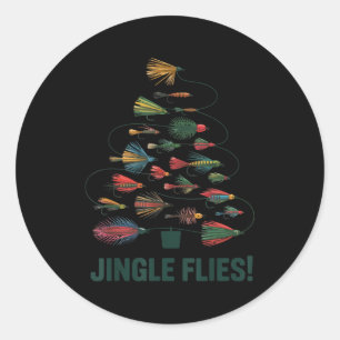 Jingle Flies Funny Fly Fishing Lure Christmas Paja Classic Round Sticker