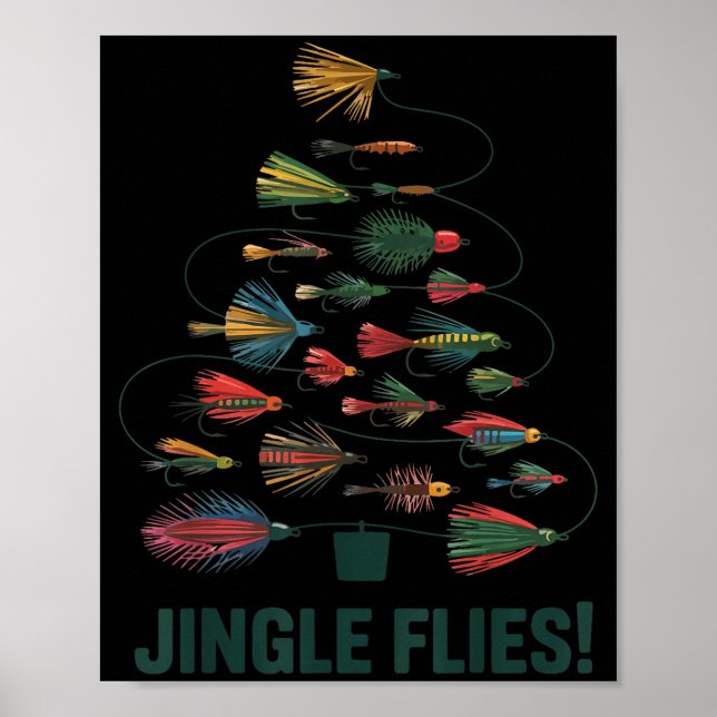 Jingle Flies Funny Fly Fishing Lure Christmas Paja Poster (Front)