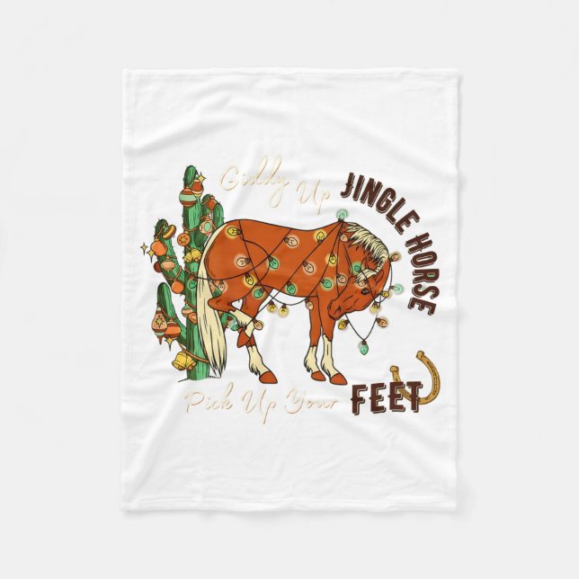 Jingle Funny Horse Ck Up Your Feet Cactus Western, Fleece Blanket (Front)