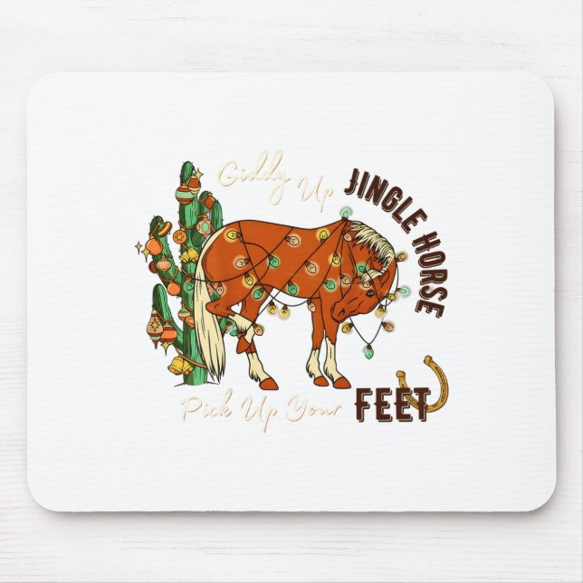 Jingle Funny Horse Ck Up Your Feet Cactus Western, Mouse Mat (Front)