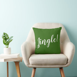 JINGLE! - Green Christmas Holiday Cushion