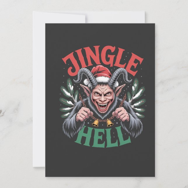 Jingle Hell Christmas Krampus Evil Xmas  Holiday Card (Front)