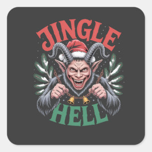 Jingle Hell Christmas Krampus Evil Xmas Square Sticker