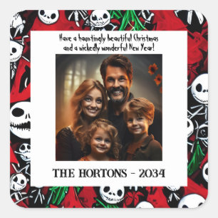 Jingle Jack O'Lantern Family Photo Square Sticker