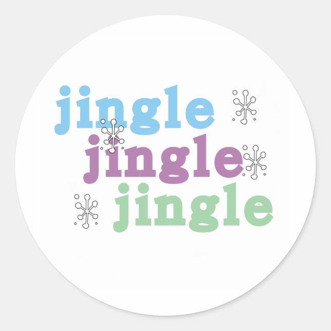 Jingle Jingle Jingle Snowflakes Holidays Classic Round Sticker (Front)