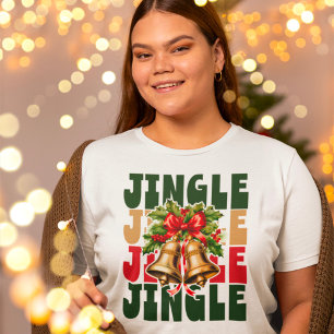 Jingle Jingle Vintage Gold Bells & Holly T-Shirt Tri-Blend Shirt