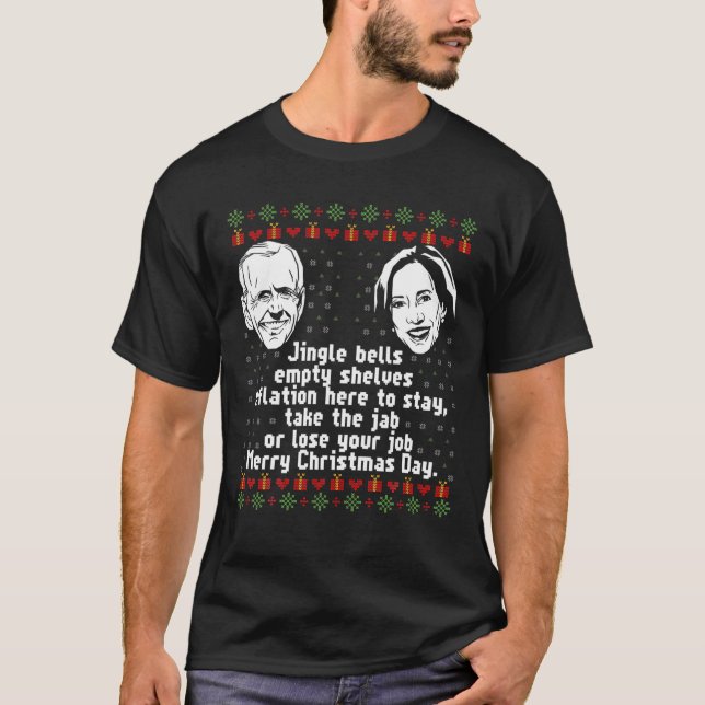 Jingle Joe Biden Funny Santa Biden Ugly Christmas T-Shirt (Front)