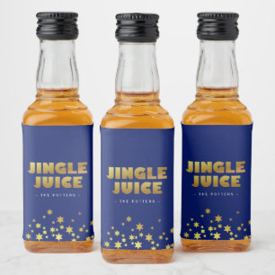 Jingle Juice   Fun Christmas Blue & Gold Liquor Bottle Label