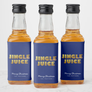 Jingle Juice   Fun Christmas Blue & Gold Liquor Bottle Label