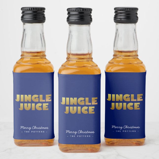 Jingle Juice | Fun Christmas Blue & Gold Liquor Bottle Label (Bottles)