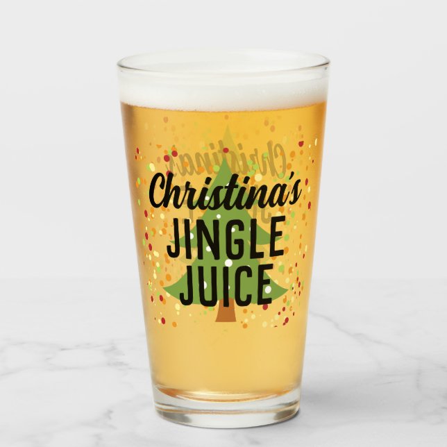 Jingle Juice Funny Personalised Christmas Beer Glass (Front Filled)