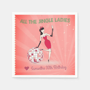 Jingle Ladies Night Out Retro Disco Ball Holiday Napkin