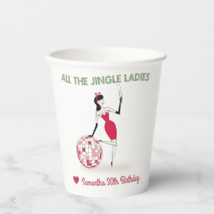 Jingle Ladies Night Out Retro Disco Ball Holiday Paper Cups