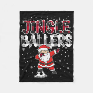 Jingle Llers Santa Footll Christmas Soccer Plaid Fleece Blanket