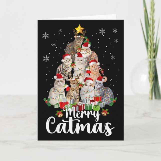 Jingle Meow Funny Cats Christmas Tees For Cat Love Card (Front)